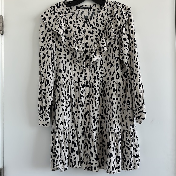 NWOT Zara Animal Print Babydoll Mini Dress - Picture 4 of 12